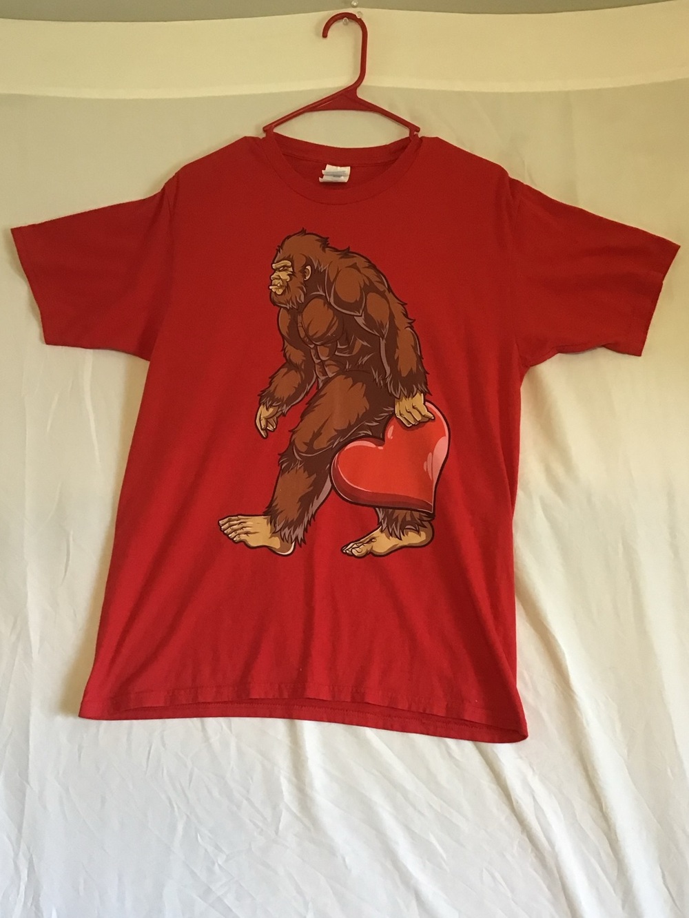 Port and Company Red Short Sleeve Tee with Bigfoot Heart Graphic
